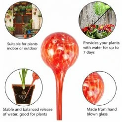 ABCRITAL Bunte Gießkugel Blume Bewässerung Aus Glas Gießarm Gießkugeln Kleiner Selbstbewässernder Blumentopf 6x15cm Für Topfpflanzen-----4pcs -Automatische Bewässerung Verkäufe 30993916 4