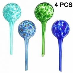 ABCRITAL Gießkugel Blume Gießglas Gießarm Gießkugeln Kleiner Selbstbewässernder Blumentopf 7,5x20cm Für Topfpflanzen--4 Stück (Grün + Blau + Mehrfarbig + Hellblau)
