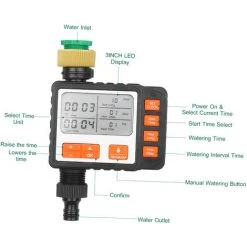 ASUPERMALL Digitaler Wassertimer Programmierbarer Außen-Einzelausgang Automatischer Ein-Aus-Wasserhahn Schlauch-Timer Bewasserungssystem-Controller Mit Manuellem Modus 3-Zoll-Großbildschirm,EU Und UK Wasserhahn TypeOrange -Automatische Bewässerung Verkäufe 33195451 4