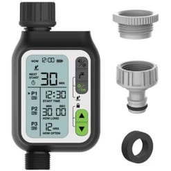 KKmoon Elektronischer Bewasserungsregler Automatischer Bewasserungs-Timer Mit Großem LCD-Bildschirm Wasserdichter Sprinklerregler 3 Separate Zeitsteuerungsprogramme Schwacher Stromschutz Regensensor Kindersicherung Outdoor Garten Bewasserungsgerat Bewasserungswerkzeug,Schwarz