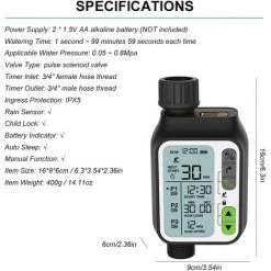 KKmoon Elektronischer Bewasserungsregler Automatischer Bewasserungs-Timer Mit Großem LCD-Bildschirm Wasserdichter Sprinklerregler 3 Separate Zeitsteuerungsprogramme Schwacher Stromschutz Regensensor Kindersicherung Outdoor Garten Bewasserungsgerat Bewasserungswerkzeug,Schwarz -Automatische Bewässerung Verkäufe 33197049 4