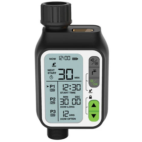 HAPPYSHOPPING Elektronischer Bewässerungsregler Automatischer Bewässerungstimer Mit Großem LCD-Bildschirm Wasserdichte Sprinklersteuerung 3 Separate Zeitprogramme Schutz Bei Schwachem Strom Regensensor Kindersicherung Gartenbewässerungsgerät Im Freien Bewässerungswerkzeug,Schwarz 2 HAPPYSHOPPING Elektronischer Bewässerungsregler Automatischer Bewässerungstimer Mit Großem LCD-Bildschirm Wasserdichte Sprinklersteuerung 3 Separate Zeitprogramme Schutz Bei Schwachem Strom Regensensor Kindersicherung Gartenbewässerungsgerät Im Freien Bewässerungswerkzeug,Schwarz – Bild 2