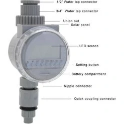 HAPPYSHOPPING Weiß Solar Power LCD-Bildschirm Gartenbewässerungssteuerung Automatische Wassersparende Bewässerungssteuerung Digitaler Bewässerungstimer -Automatische Bewässerung Verkäufe 37411708 4