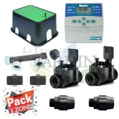 SUINGA KIT Automatische Bewässerung 2 Zonen Für Elektrische Bewässerung. Timer-Baugruppe + Magnetventile + Installationszubehör