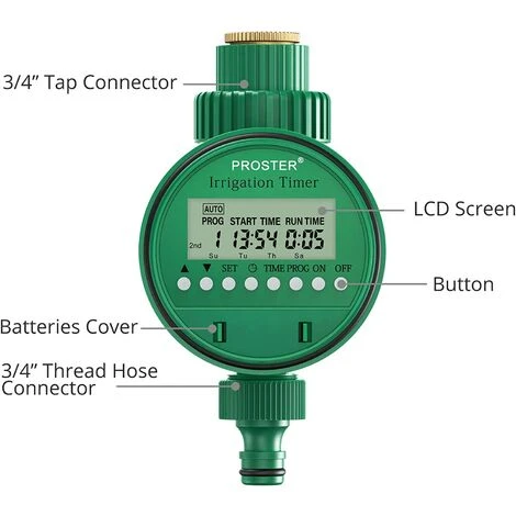 BEARSU Bewässerungstimer 3/4" 19mm Automatischer Bewässerungstimer Mit LCD-Display 1m - 9h 59m Digitale Bewässerungsuhr Automatische Bewässerung Für Gartengewächshauspflanzengras 2 BEARSU Bewässerungstimer 3/4" 19mm Automatischer Bewässerungstimer Mit LCD-Display 1m - 9h 59m Digitale Bewässerungsuhr Automatische Bewässerung Für Gartengewächshauspflanzengras – Bild 2