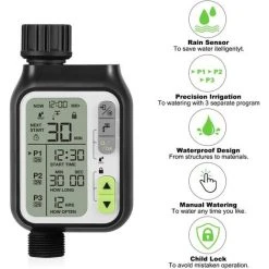 BEARSU Automatischer Bewässerungstimer, Bewässerungstimer, 3 Separate Bewässerungsprogramme, Regensensor, Wasserdicht, Mehrere Modi, 2 Batterien, Gartenbewässerung -Automatische Bewässerung Verkäufe 54401319 5