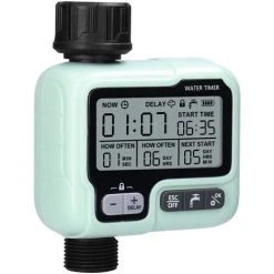 HAPPYSHOPPING IPX5 Wasserdichter Intelligenter Automatischer Bewässerungscontroller Hausgarten-Wassertimer Automatische Tropfbewässerungssystem-Controller Kindersicherung Manuelle Bewässerung Regentag Verzögerte Bewässerung Für 1/2-Zoll-Schlauchhähne,Mehrfarbig