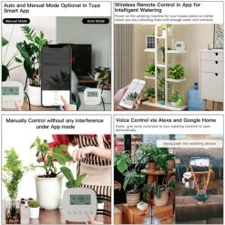 HAPPYSHOPPING Automatisches Bewässerungssystem Intelligentes Bewässerungsgerät Duales Pumpensystem WiFi / Sprache / Manuelle Steuerung Programmierbare Bewässerungszeit Eingebauter Akku Solarpanel / USB-Aufladung Kompatibel Mit Alexa Google Home Für Home Office Hotel Indoor-Topfpflanzen,Mit Solarpanel -Automatische Bewässerung Verkäufe 56198930 5