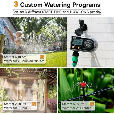 Sprinkler Timer, Bewässerungstimer Für Gartenschlauch Programmierbarer Bewässerungstimer Mit 3 Bewässerungsprogrammen-Thsinde 5 Sprinkler Timer, Bewässerungstimer Für Gartenschlauch Programmierbarer Bewässerungstimer Mit 3 Bewässerungsprogrammen-Thsinde – Bild 5