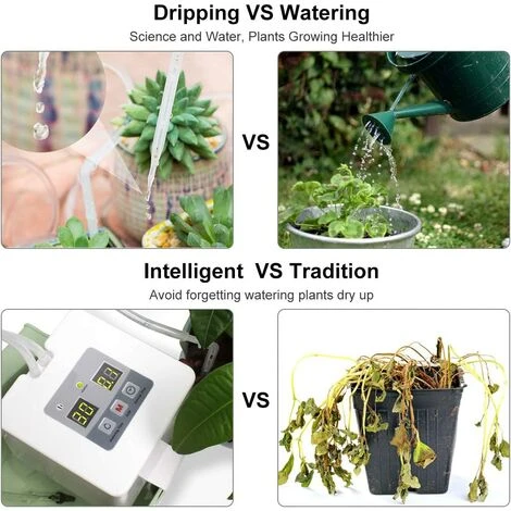 QERSTA Mikroautomatisches Tropfbewässerungsset, Selbstbewässerungssystem Mit Elektronischem Bewässerungstimer Für 30 Tage 2 QERSTA Mikroautomatisches Tropfbewässerungsset, Selbstbewässerungssystem Mit Elektronischem Bewässerungstimer Für 30 Tage – Bild 2