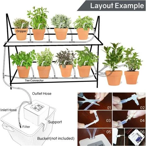 QERSTA Mikroautomatisches Tropfbewässerungsset, Selbstbewässerungssystem Mit Elektronischem Bewässerungstimer Für 30 Tage 3 QERSTA Mikroautomatisches Tropfbewässerungsset, Selbstbewässerungssystem Mit Elektronischem Bewässerungstimer Für 30 Tage – Bild 3