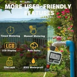 QERSTA Bewässerungstimer Wasserregler IPX5 Wasserdichter Manueller Automatischer Sprinkler Mit Großem LCD-Bildschirm Einfache Installation Für Balkongarten Blumenbeet Bauernhaus Im Freien 8 QERSTA Bewässerungstimer Wasserregler IPX5 Wasserdichter Manueller Automatischer Sprinkler Mit Großem LCD-Bildschirm Einfache Installation Für Balkongarten Blumenbeet Bauernhaus Im Freien -Automatische Bewässerung Verkäufe 64045087 4