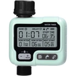 LIFCAUSAL IPX5 Wasserdichter Intelligenter Automatischer Bewässerungscontroller Hausgarten Wassertimer Automatisches Tropfbewässerungssystem Controller Kindersicherung Manuelle Bewässerung Regnerischer Tag Verzögerte Bewässerung Für 1/2-Zoll-Schlauch