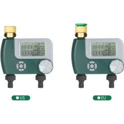 LIFCAUSAL Programmierbarer Digitaler Schlauchhahn-Timer Für Den Außenbereich, Batteriebetrieben, Automatische Bewässerung, Sprinklersystem, Bewässerungssteuerung Mit 2 Ausgängen Für Gartenpflanzen (Batterien Nicht Im Lieferumfang Enthalten), Grün Eu -Automatische Bewässerung Verkäufe 68574409 3